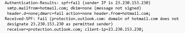 authentication results